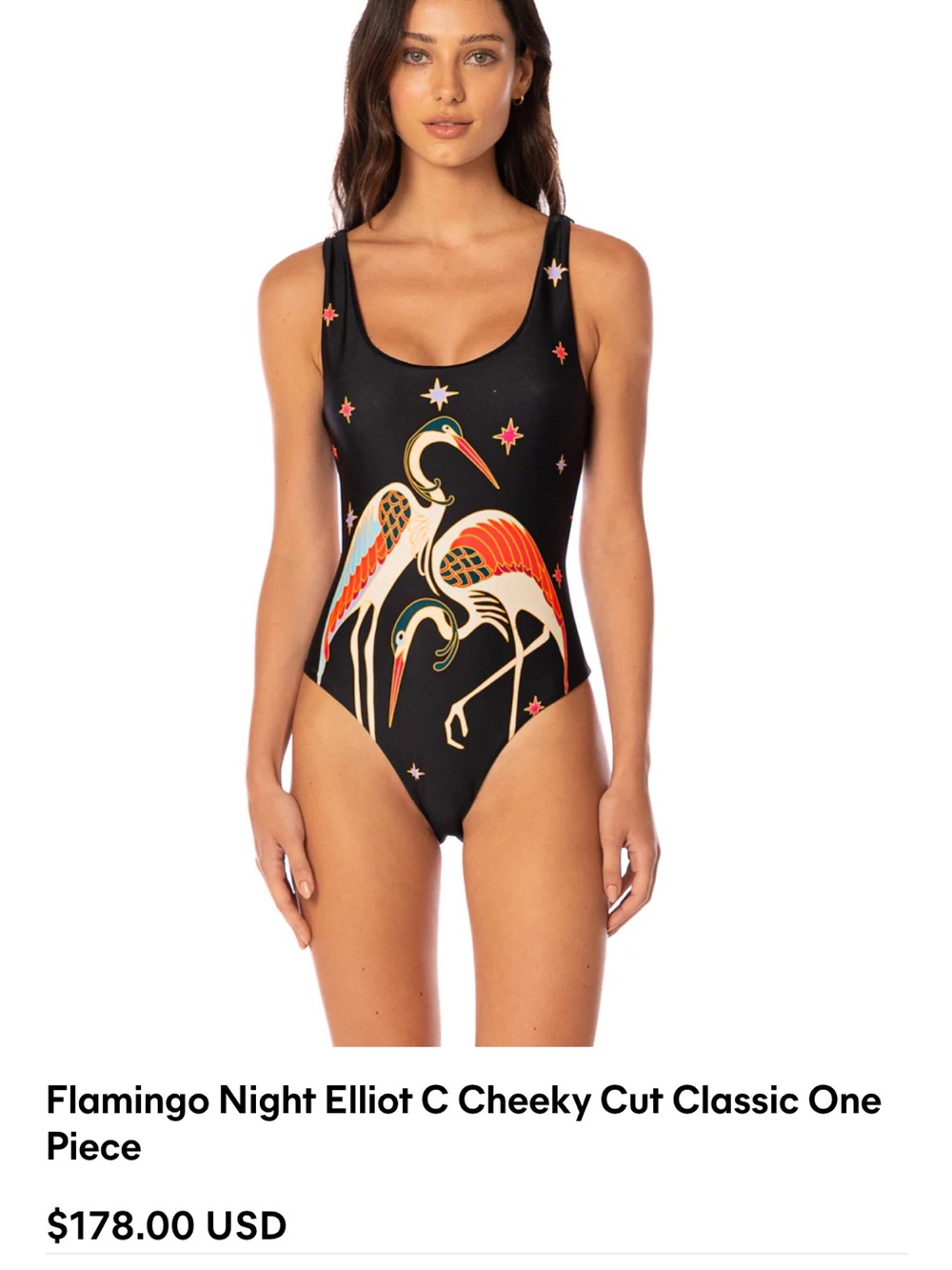Maaji Black One-Piece Swimsuit with Multicolor Flamingo Print XL/XXL